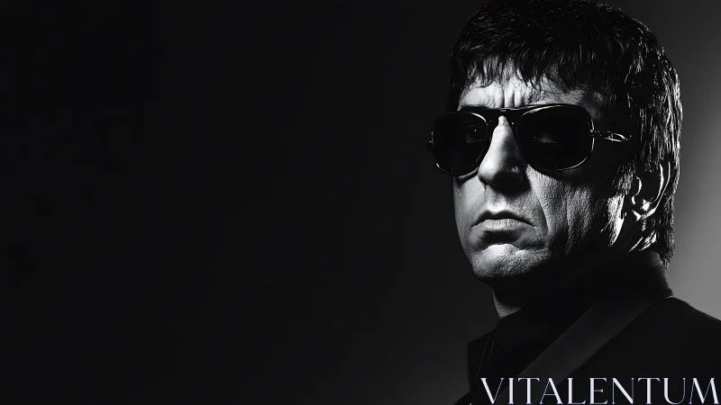 Monochrome high-contrast portrait isolates stoic male figure