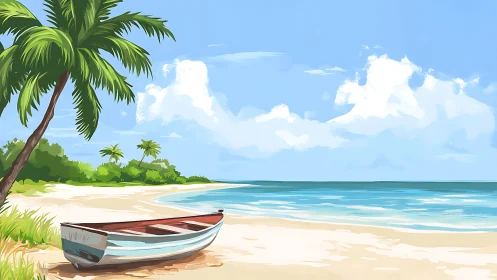 Beached Watercraft in Tropical Coastal Environment.