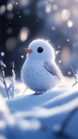 Little Snow Friend Nestled in Winter's Gentle Embrace.