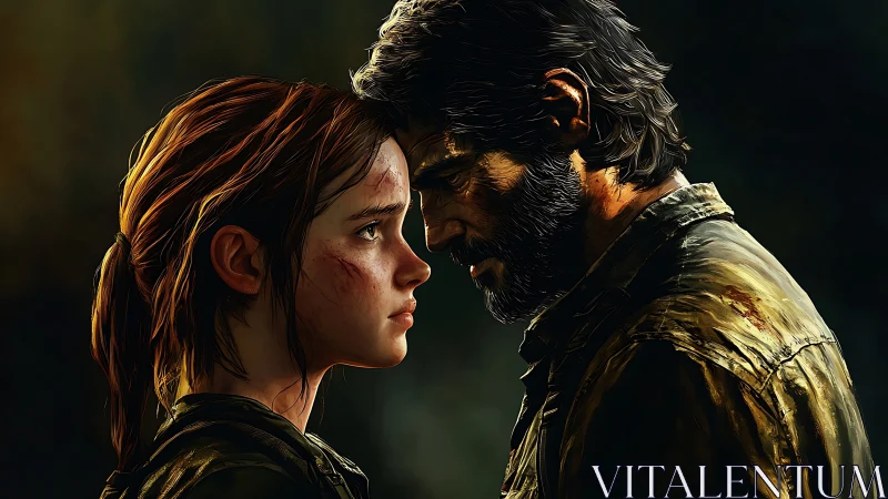 Digital portrait of two survivors in intimate, dramatic profile