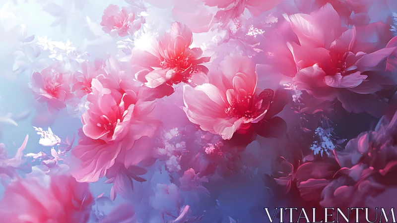 Luminous Pink Peonies: Soft Focus Floral Digital Composition.