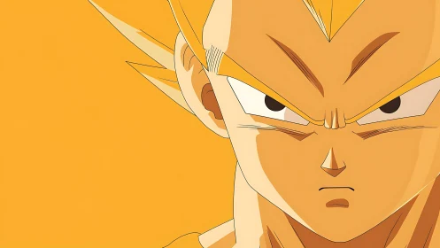 Intense anime warrior close-up rendered in flat cel shading