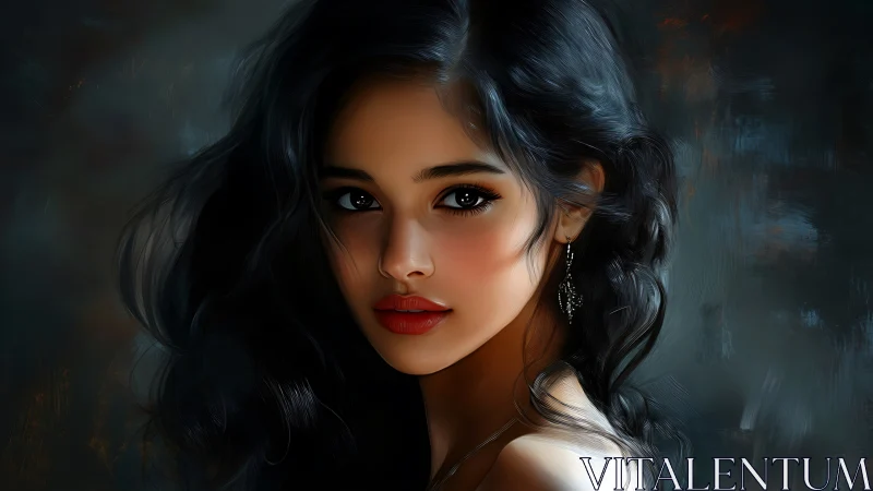Digital portrait shows woman with dark hair and deep gaze