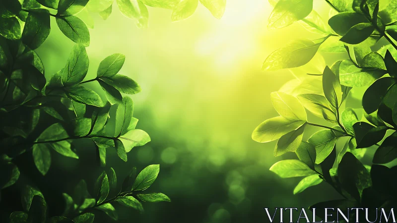 Sunlit green leaves welcoming the gentle glow of morning.