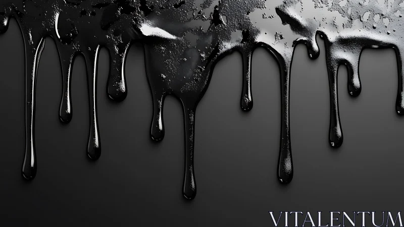 Midnight ink drips sculpt a sleek, enigmatic abstract curtain.