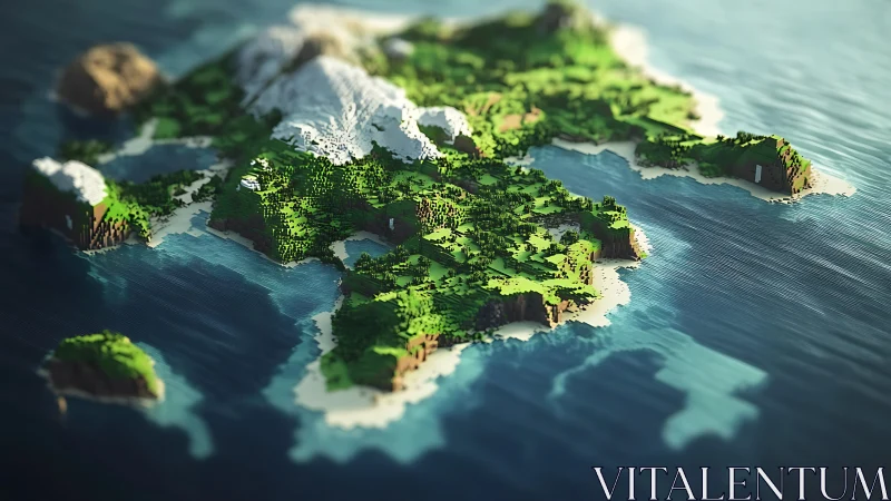 Verdant Archipelago: Tilt-Shift Isometric Terrain with Coastal Erosion