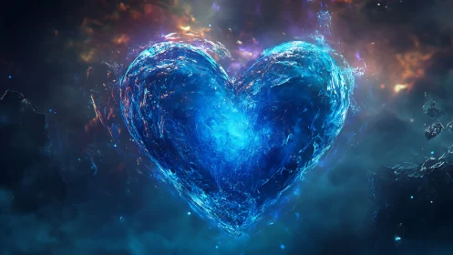 Luminescent Crystalline Heart Form With Volumetric Light Diffusion and Particle Dynamics