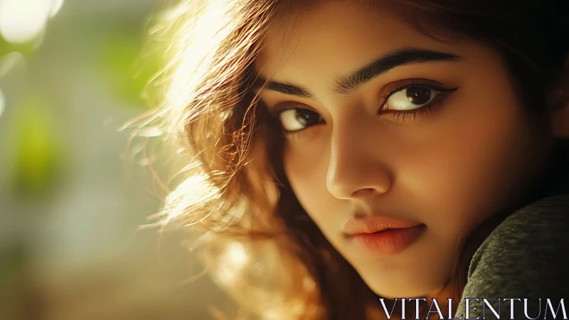 Soft-focus portrait with warm rim lighting and shallow depth of field