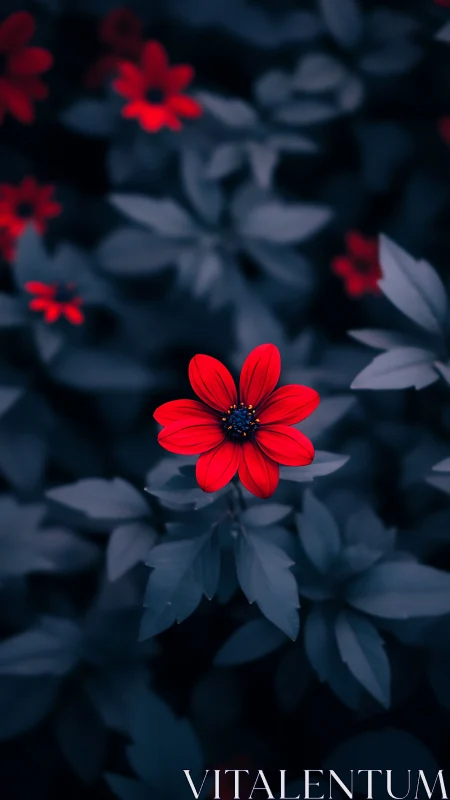 Crimson Bloom Against Twilight's Whisper.