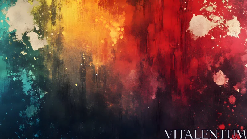 Vivid Abstract Painting with Bold Red, Yellow, and Blue Tones.