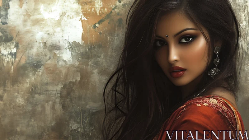 Elegant Woman in Traditional Attire, Artistic Portrait Style.