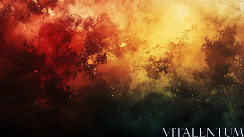 Dramatic Abstract Cloudscape in Fiery Red and Golden Hues.