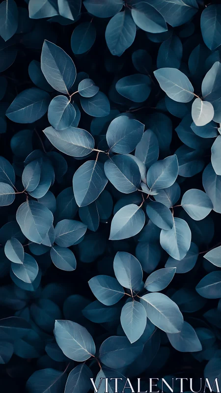 Moody teal foliage pattern in soft photographic focus.