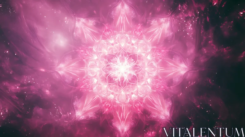 Radiant pink fractal mandala with luminous nebula glow.
