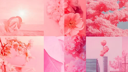 Monochrome pink floral collage explores soft focus and structure