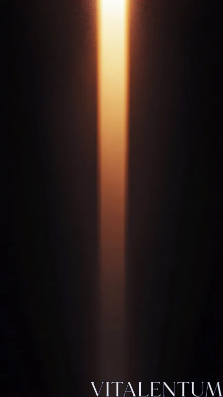 Vertical beam of warm cinematic light through darkness.