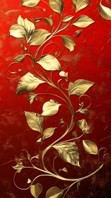 Golden vines climb like fire-drawn calligraphy on red silk