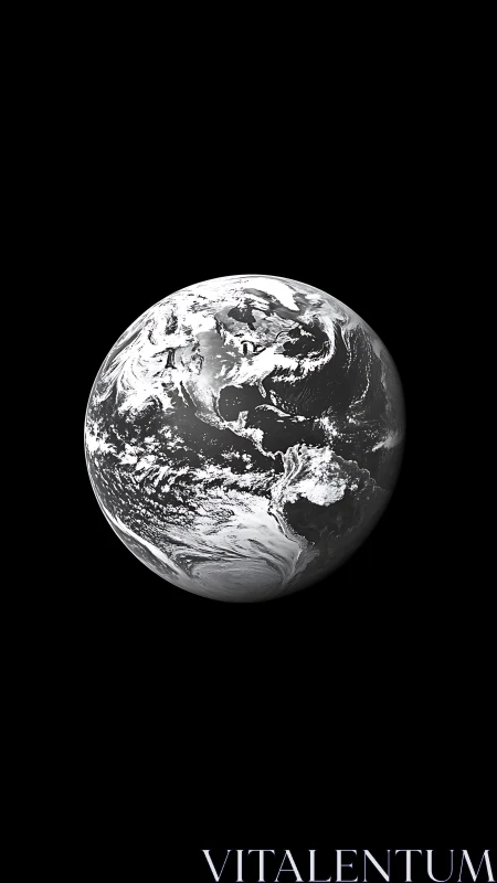 Monochrome Earth satellite composite isolates cloud dynamics sharply