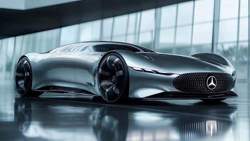 Futuristic Mercedes concept coupé with seamless aerodynamic body.
