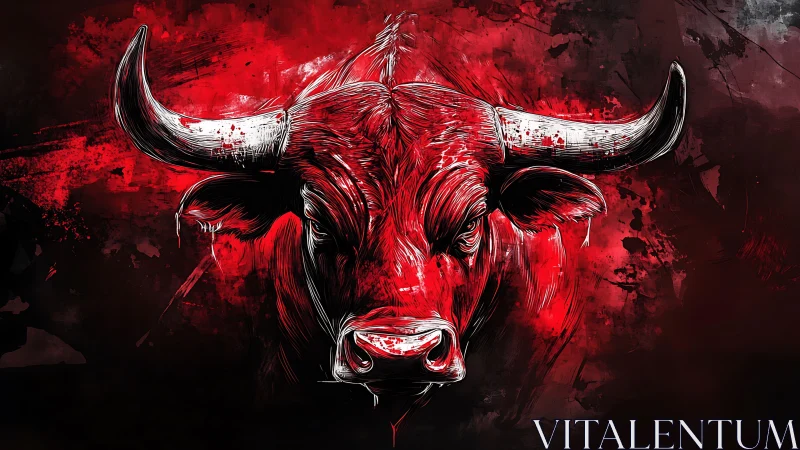 Stylized bull portrait rendered in high-contrast digital painting
