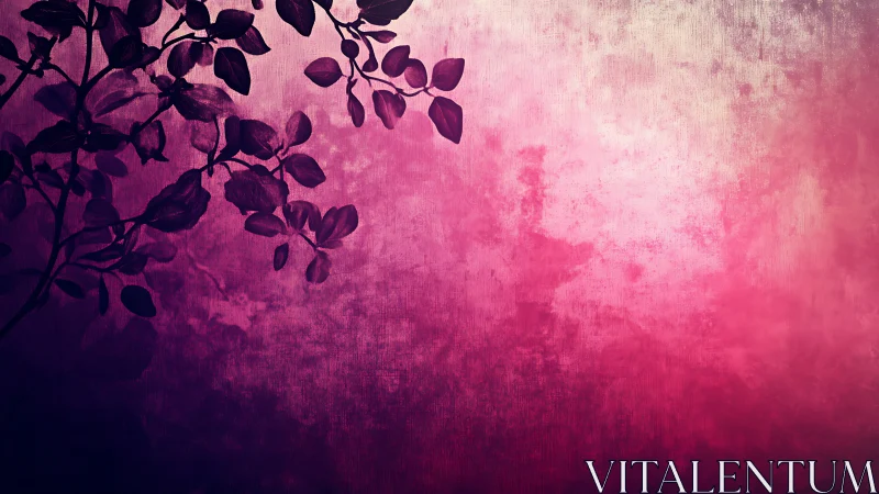 Velvet foliage silhouettes against radiant pink twilight haze.