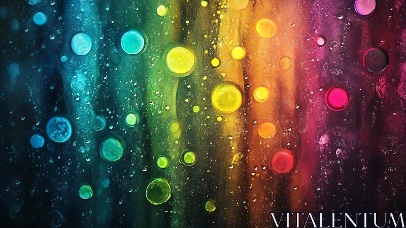 Multicolored liquid droplets over vertical spectrum background.