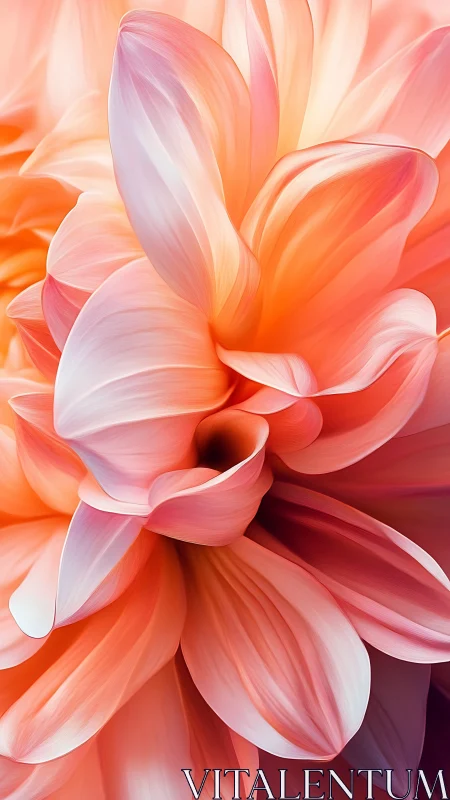 Coral Dahlia Petals Rendered with Gradient Luminosity