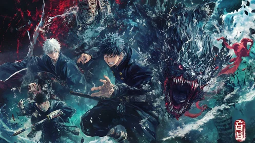 Sorcerers unleash cursed power in a furious oceanic battle