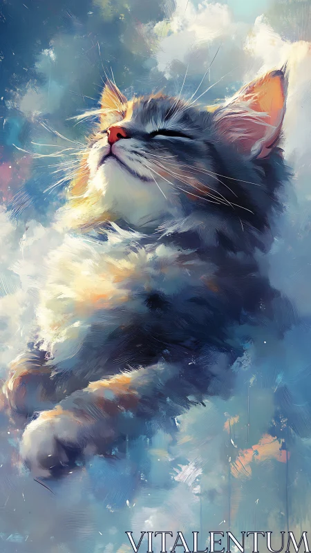 Celestial Dreams: A Cat's Journey Through Sky.