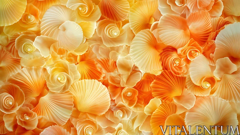 Golden abstract petal swirls form dense layered floral field