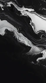 Gentle black and white marble swirls for calm reflection.