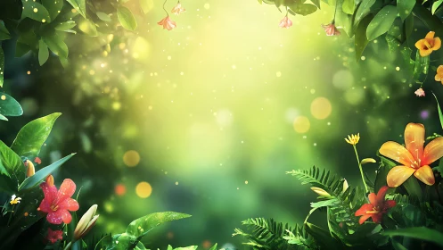 Sunlit jungle window where secret garden colors hum softly.