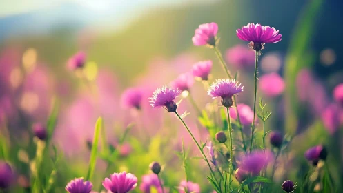 Magenta Blooms Dance Through Dreamy Garden Light