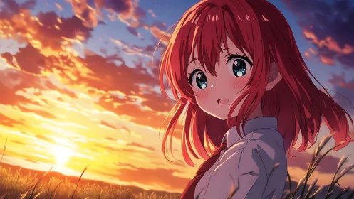 Sunset confession glow with a shy red haired schoolgirl.
