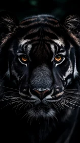 Midnight tiger gaze burning through the velvet dark.