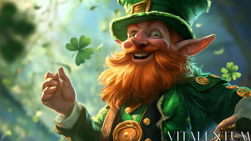 Digital rendering depicts leprechaun figure in forest light