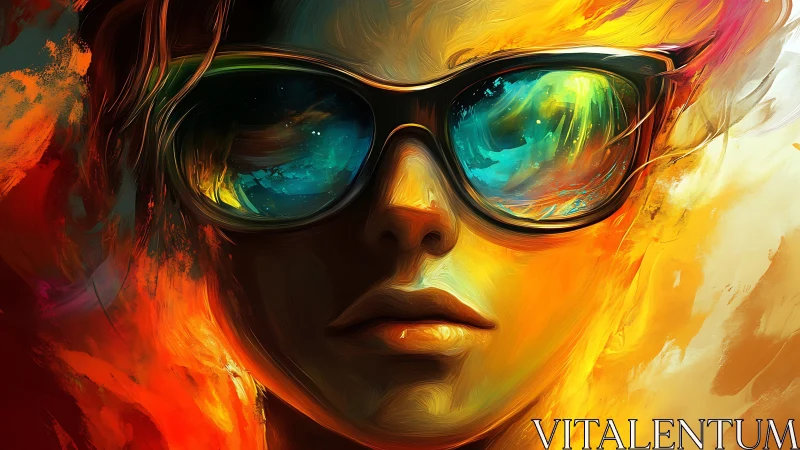 Vivid portrait of a cool figure in glowing abstract flames.