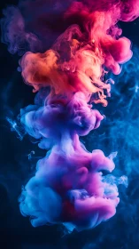 Swirling neon clouds of color drifting through deep blue space.