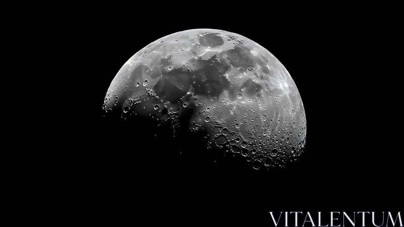 High-contrast lunar hemisphere reveals cratered surface