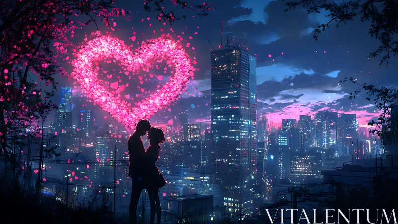 Neon Heart: Urban Love at Dusk.