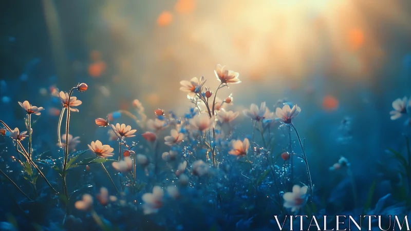 Shallow depth of field captures delicate flowers against bokeh background