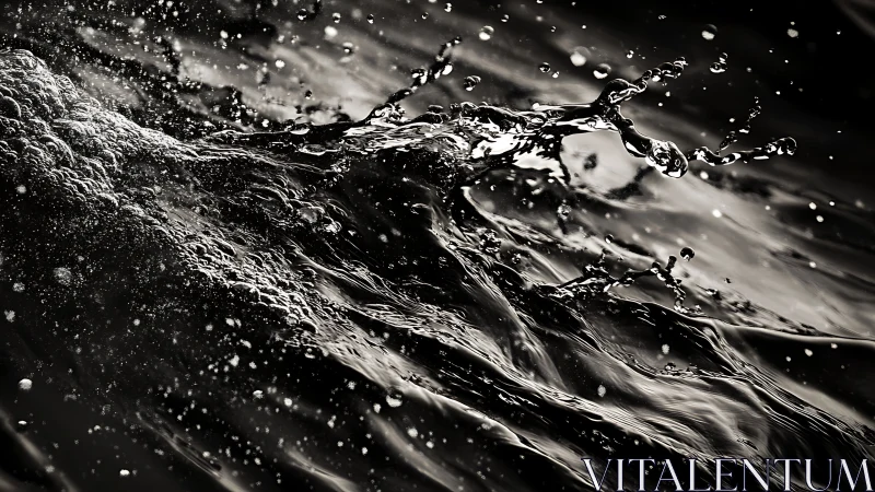 High contrast monochrome macro capture of turbulent water motion