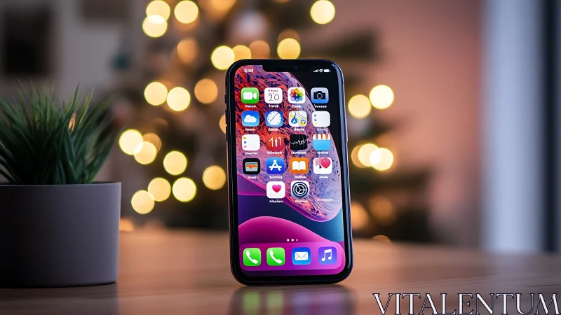 iPhone Homescreen Display in Festive Setting