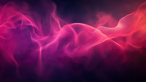 Flowing pink light waves drift gently across the dark space