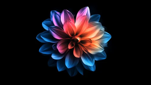 Prismatic petals quietly explode into luminous digital bloom