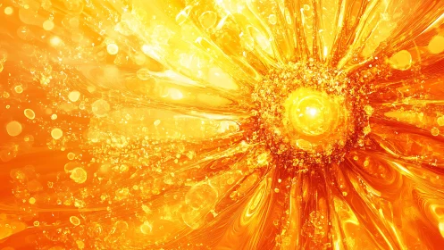 Radiant abstract sunburst in vivid golden and orange tones.