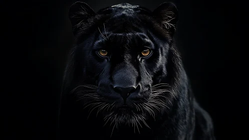 A Magnificent Black Panther Gazes Intently Into Your Soul