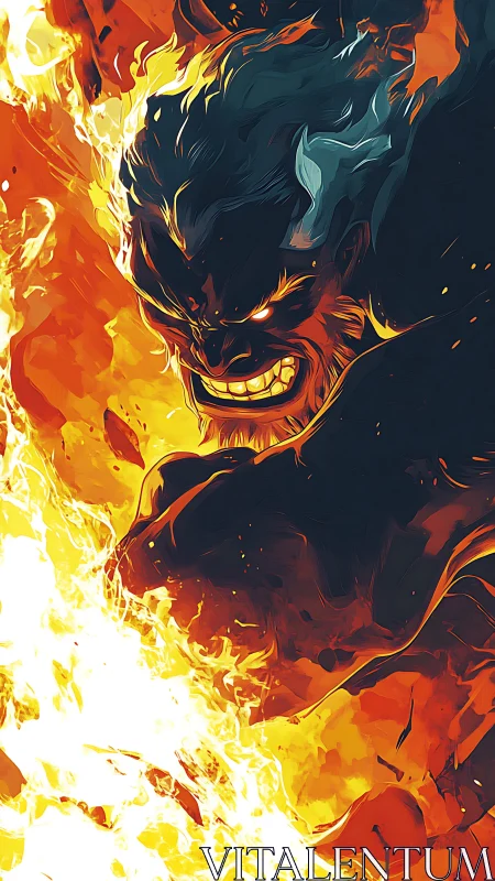 Fiery demon lunges forward in a blaze of wild energy.