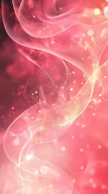 Ethereal pink light ribbons ascend in a dreamy cosmic haze