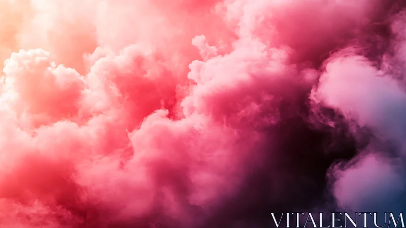 Photorealistic pink vapor cloudscape with gradient lighting.